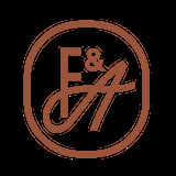 Copper-colored logo featuring the letter F ampersand and stylized A within a rounded square border