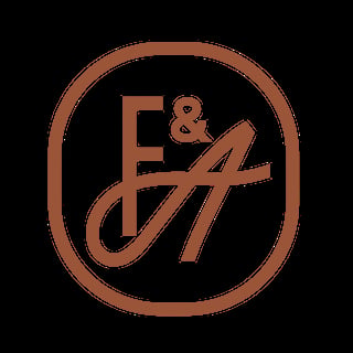 Copper-colored logo featuring the letter F ampersand and stylized A within a rounded square border